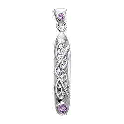 Celtic Maori Long Sterling Silver Pendant with Gemstone TPD1214 | Pendant | Wiccan Center