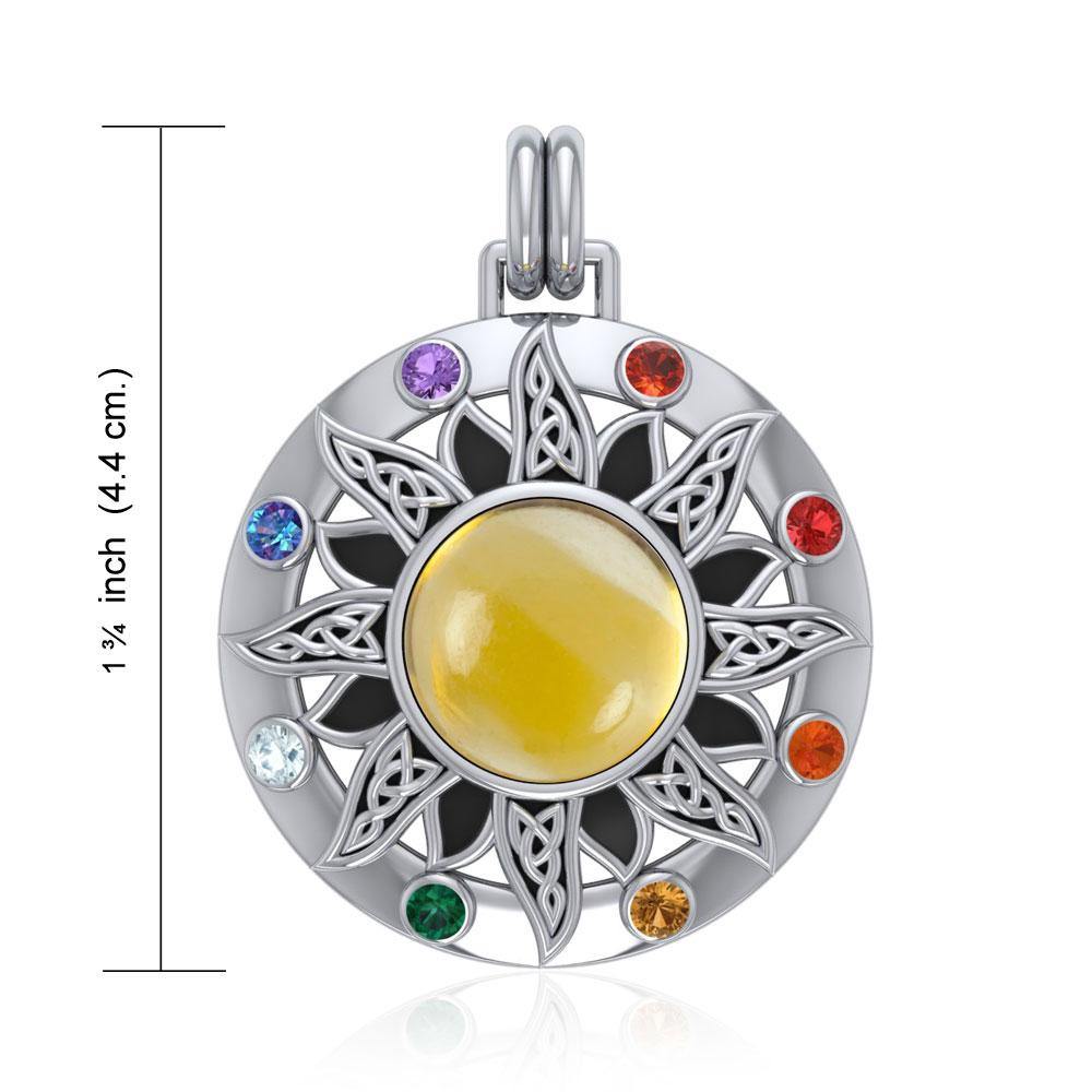 Celtic Triskele Sun Sterling Silver Pendant with Gemstones TPD1267