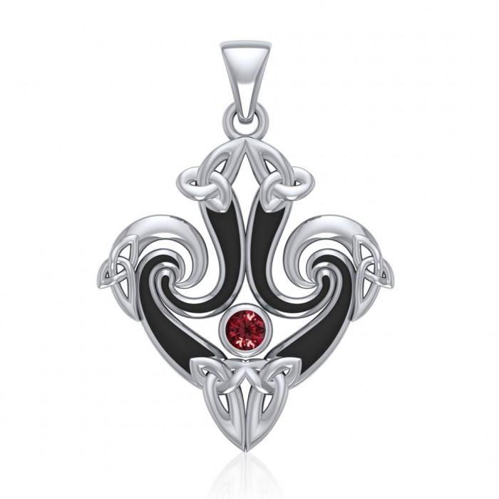 A rich everlasting pattern ~ Celtic Triquetra Sterling Silver Pendant with Gemstone TPD1271