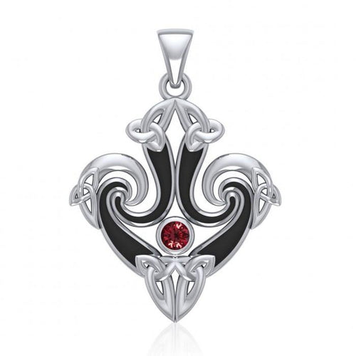A rich everlasting pattern ~ Celtic Triquetra Sterling Silver Pendant with Gemstone TPD1271 | Pendant | Wiccan Center