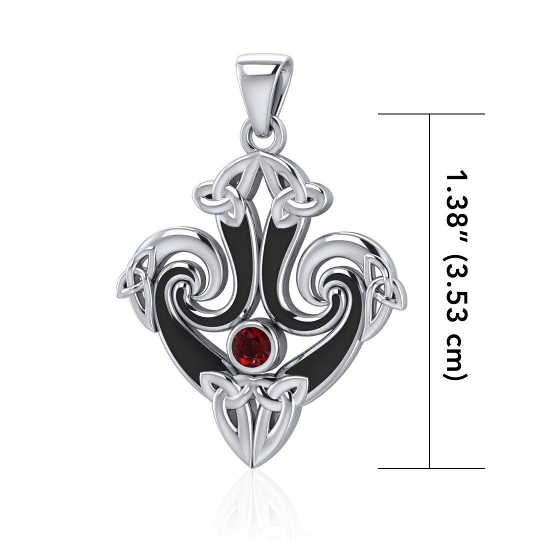 A rich everlasting pattern ~ Celtic Triquetra Sterling Silver Pendant with Gemstone TPD1271