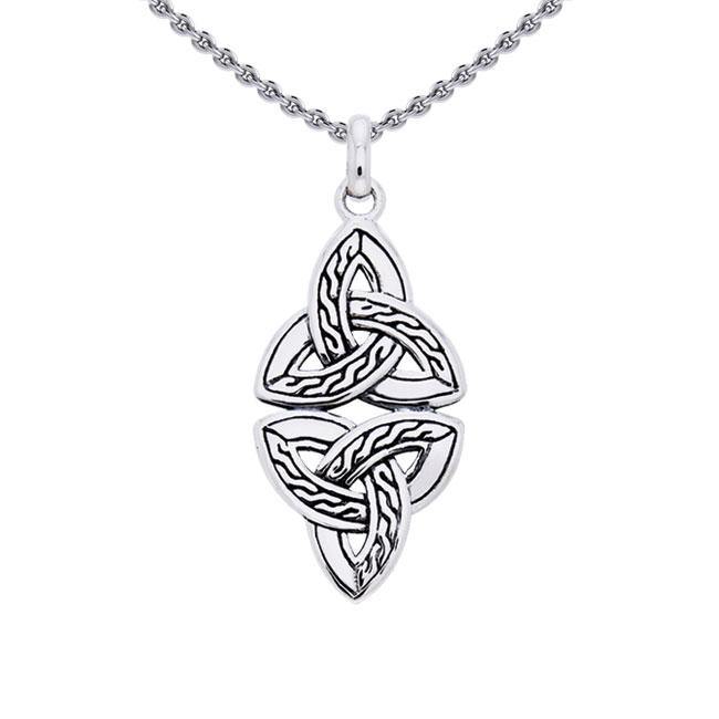 Double Braided Celtic Trinity Knot Sterling Silver Pendant TPD1294