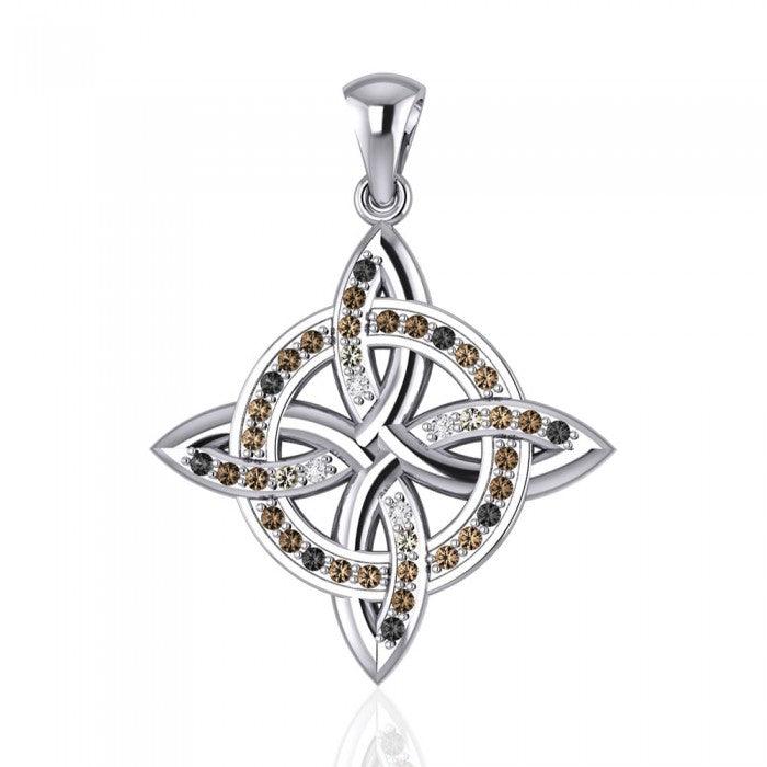 Celtic Four Point Knot Pendant TPD1808 By Peter Stone Quaternary Knot Celtic Necklace