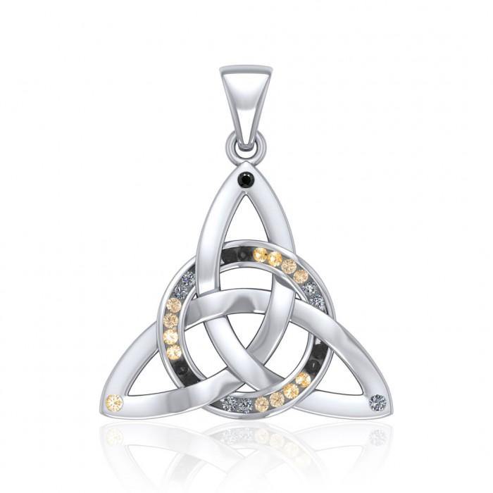 Celtic Trinity Knot Silver Pendant with Gemstones TPD1810 Classic Triquetra Jewelry