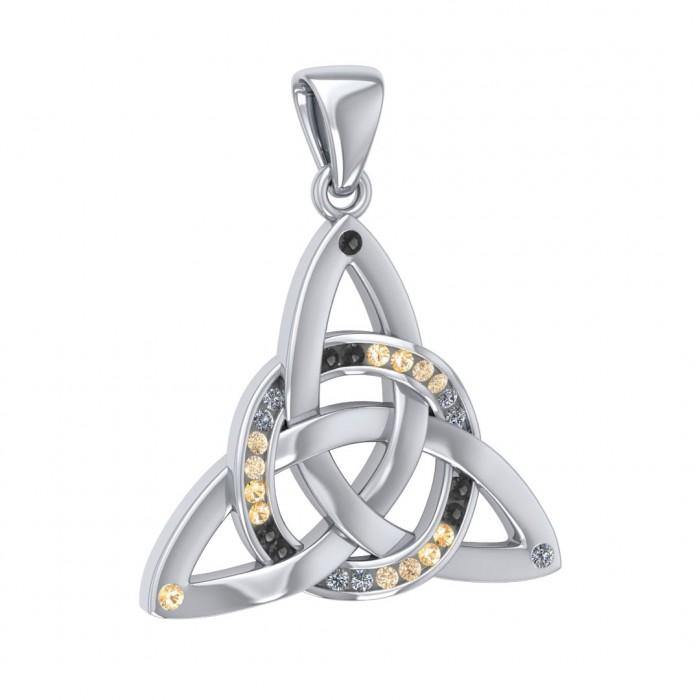 Celtic Trinity Knot Silver Pendant with Gemstones TPD1810 Classic Triquetra Jewelry