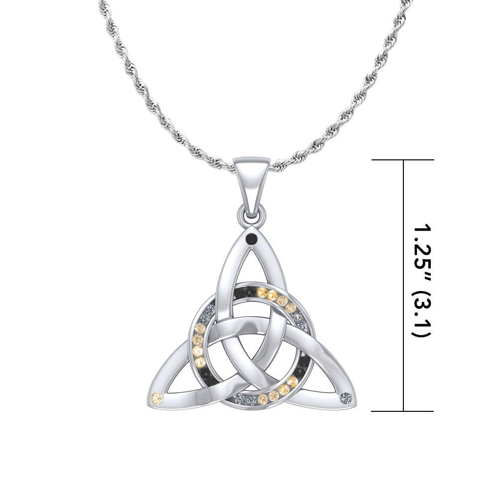 Celtic Trinity Knot Silver Pendant with Gemstones TPD1810 Classic Triquetra Jewelry