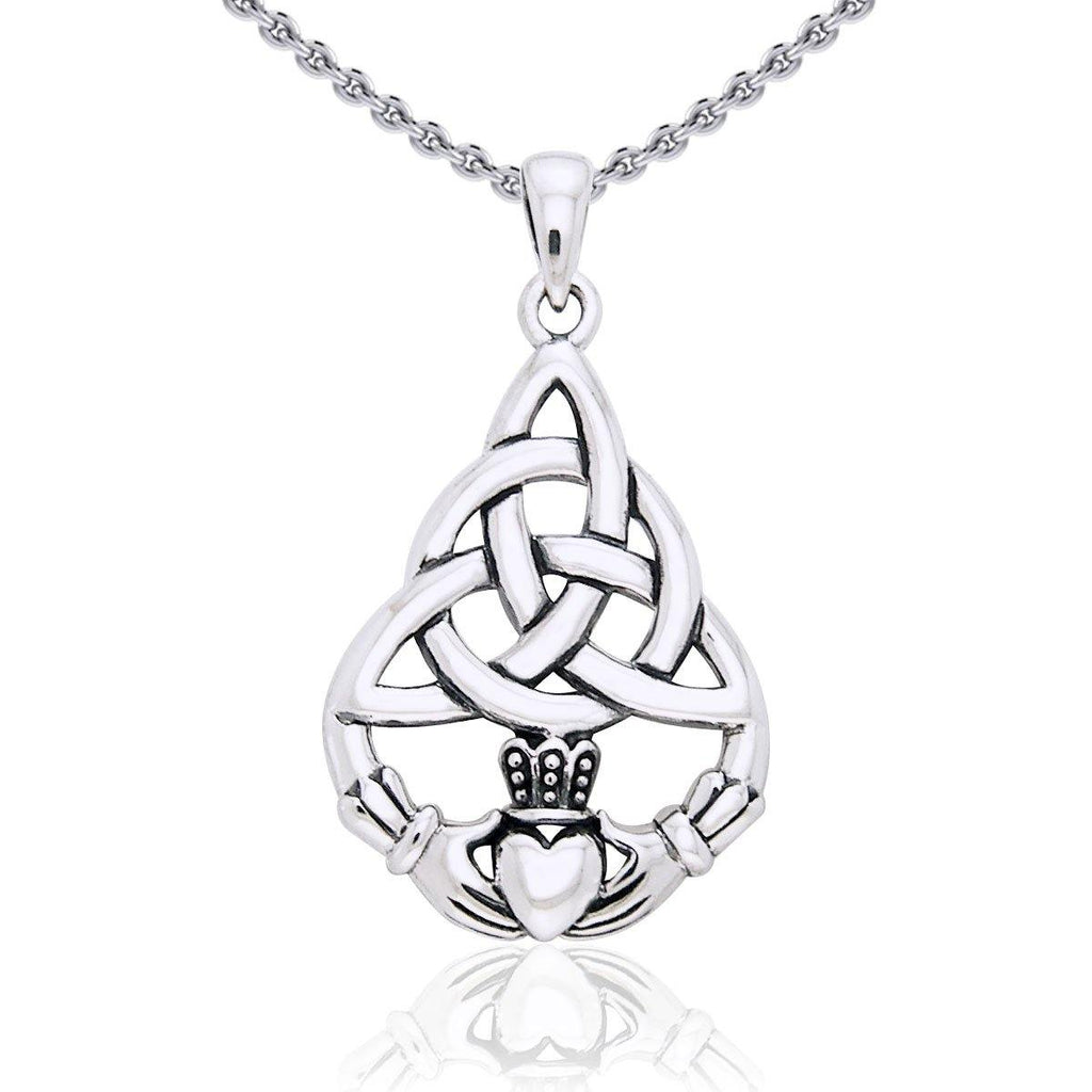 Celtic Triquetra with Claddagh Sterling Silver Pendant TPD2239