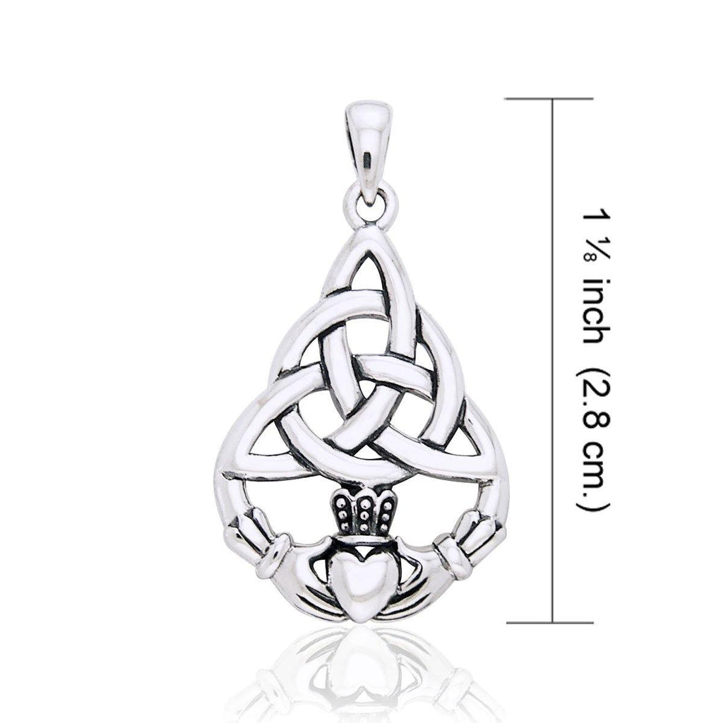 Celtic Triquetra with Claddagh Sterling Silver Pendant TPD2239