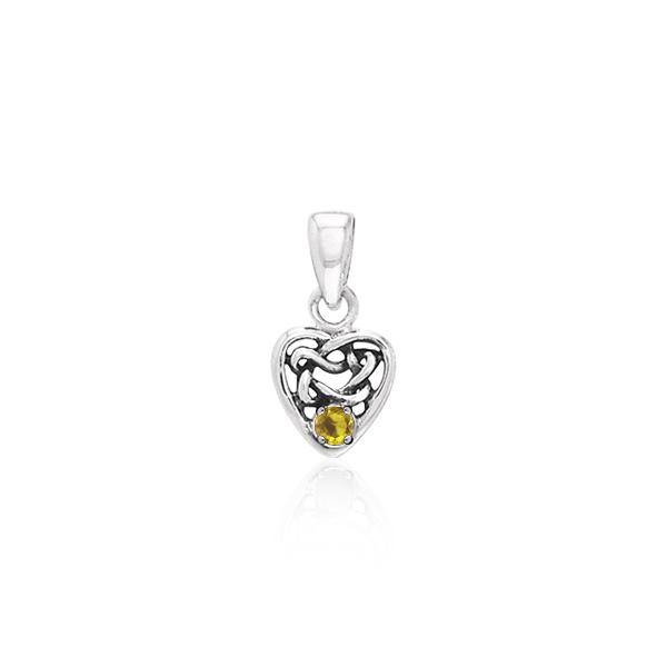 Celtic Knotwork Heart Birthstone Sterling Silver Pendant TPD2897
