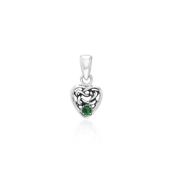 Celtic Knotwork Heart Birthstone Sterling Silver Pendant TPD2897