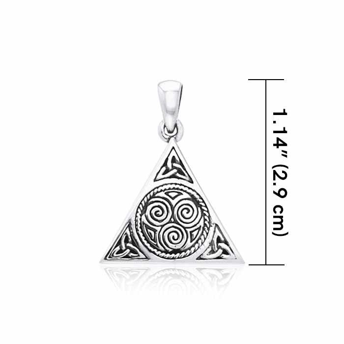 Celtic Trinity Knot Triskelion Triangle Sterling Silver Pendant TPD3016
