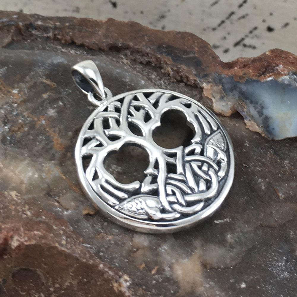 Interwoven with Birds in the Celtic Tree of Life Sterling Silver Pendant TPD3019