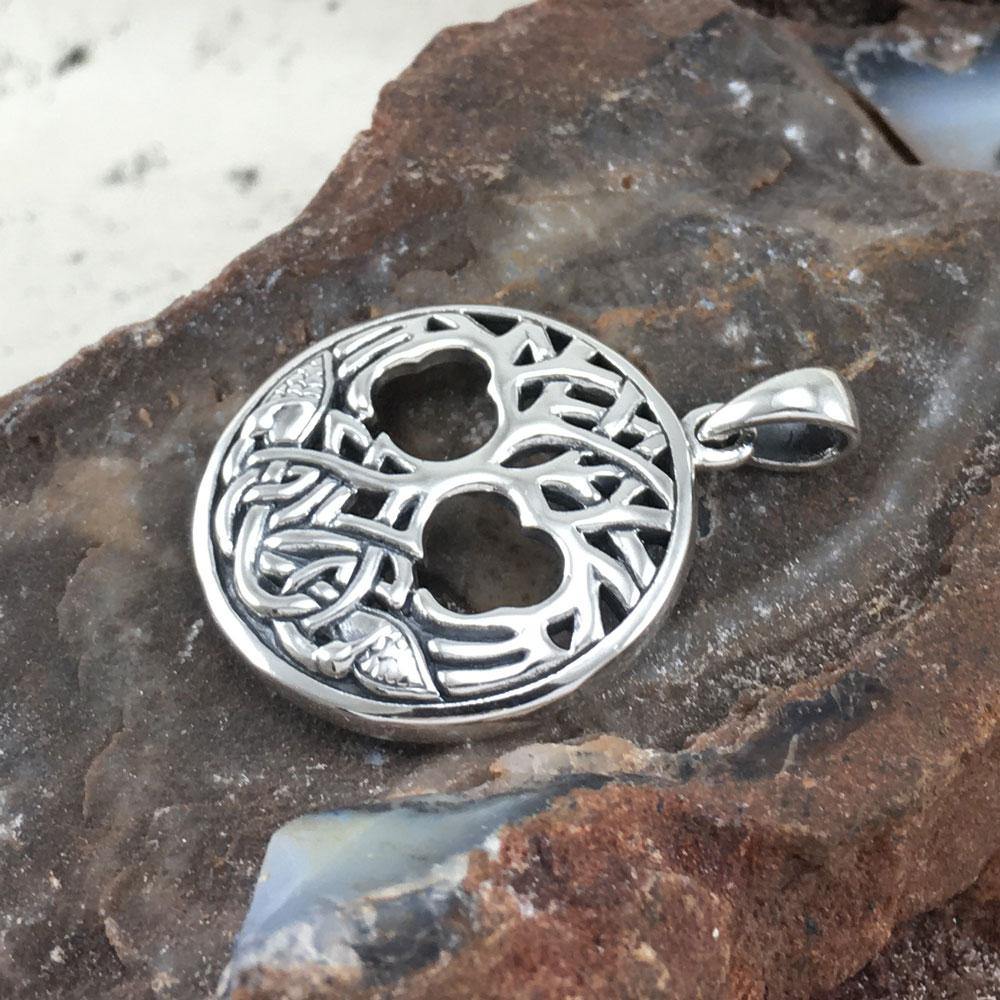 Interwoven with Birds in the Celtic Tree of Life Sterling Silver Pendant TPD3019