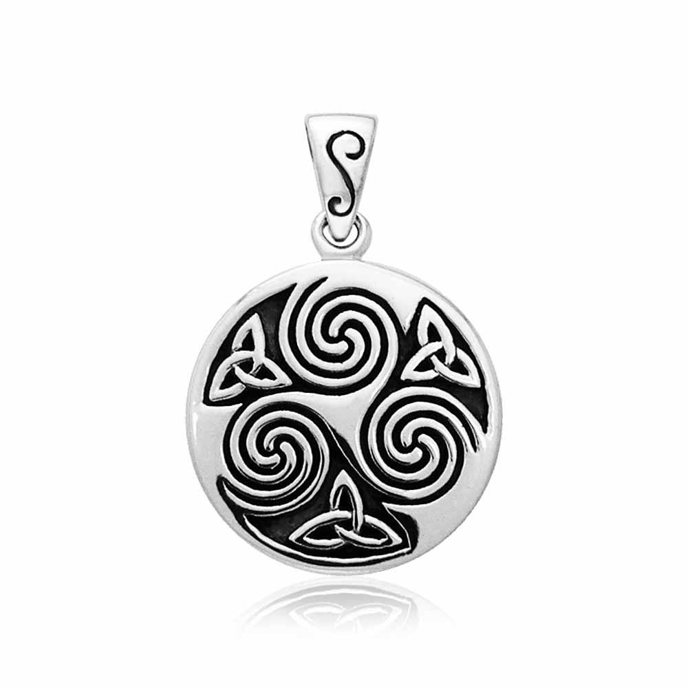 Small Celtic Triskelion Triquetra Sterling Silver Pendant TPD3022