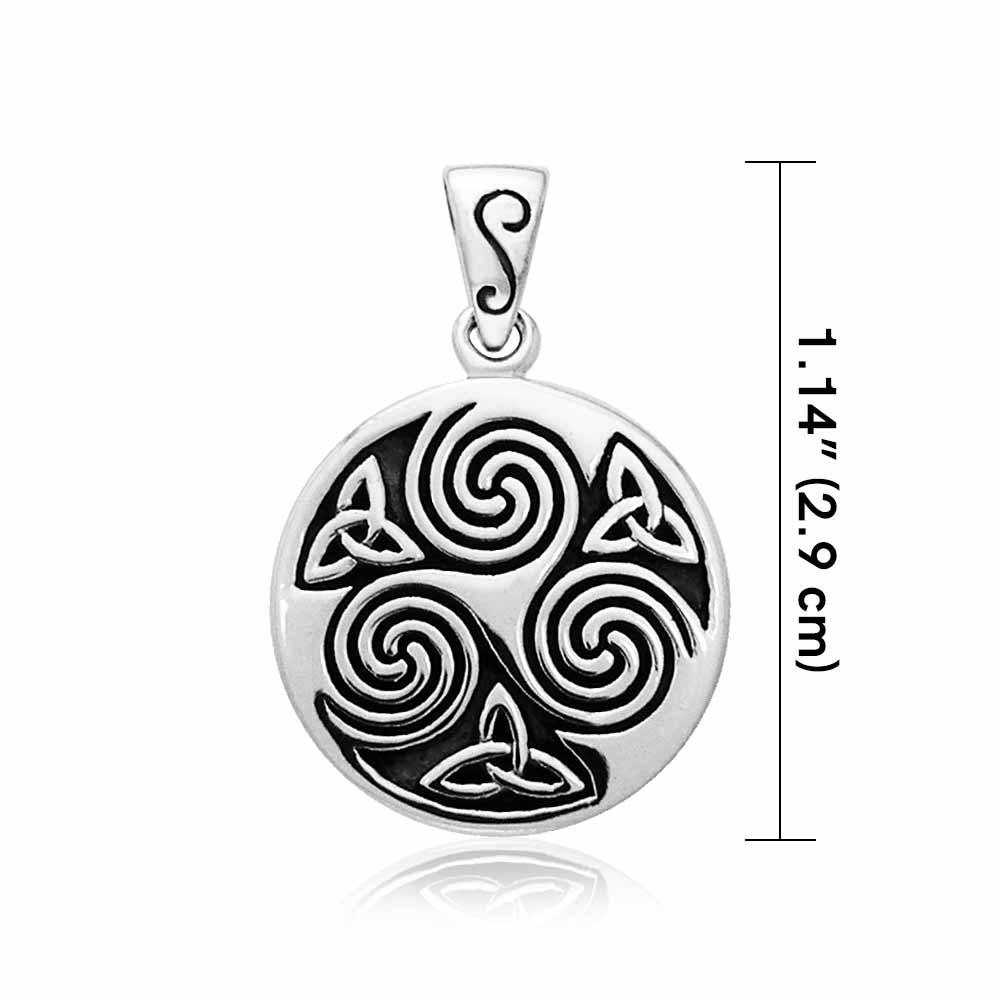 Small Celtic Triskelion Triquetra Sterling Silver Pendant TPD3022