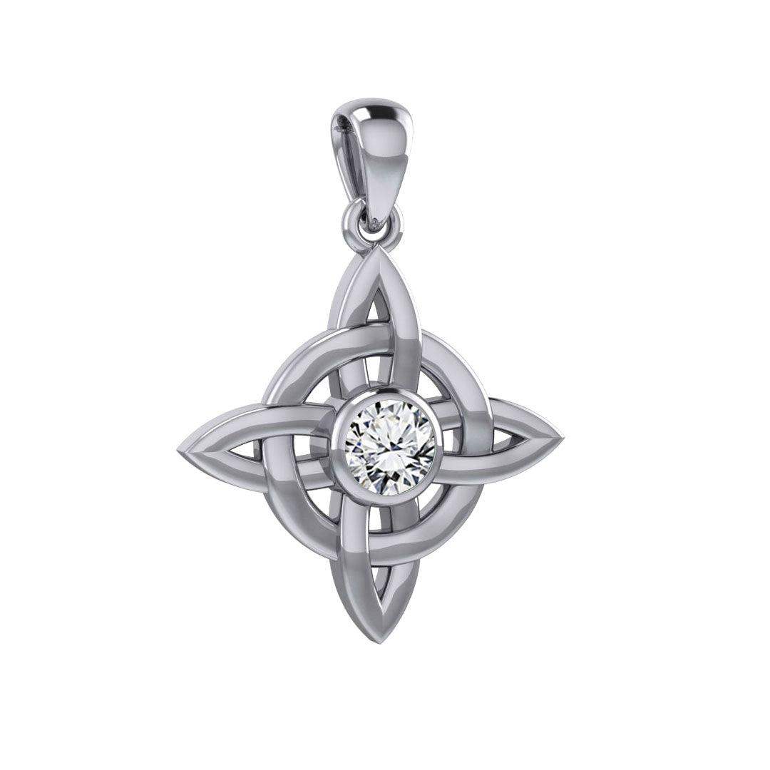 Celtic Quaternary knot Sterling Silver Pendant with Gemstone TPD3028