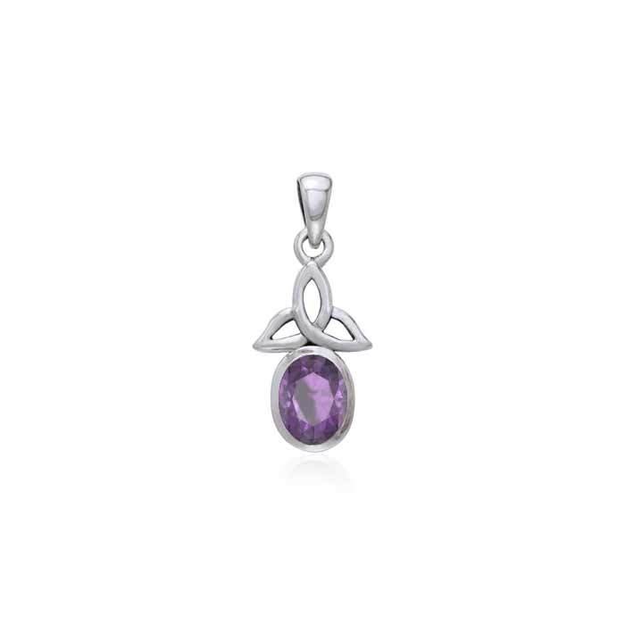 The Celtic Trinity Knot Sterling Silver Pendant with Gemstone TPD3030