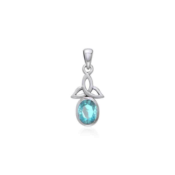 The Celtic Trinity Knot Sterling Silver Pendant with Gemstone TPD3030
