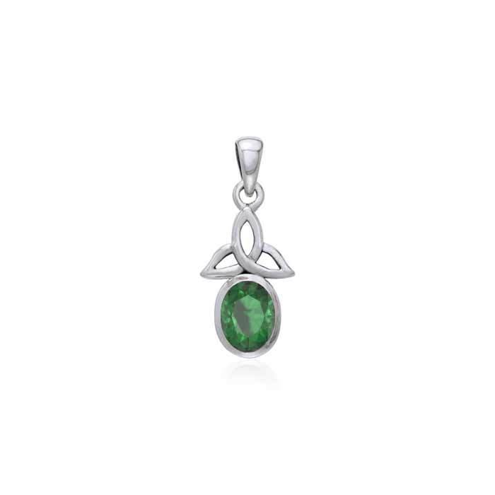 The Celtic Trinity Knot Sterling Silver Pendant with Gemstone TPD3030