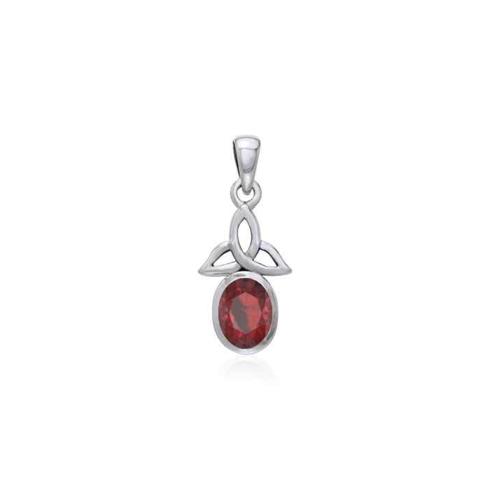 The Celtic Trinity Knot Sterling Silver Pendant with Gemstone TPD3030