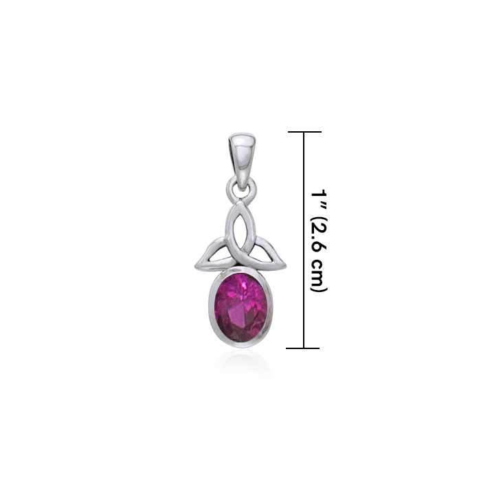 The Celtic Trinity Knot Sterling Silver Pendant with Gemstone TPD3030