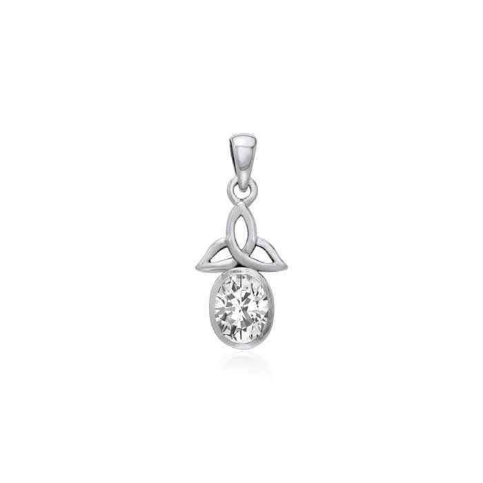The Celtic Trinity Knot Sterling Silver Pendant with Gemstone TPD3030