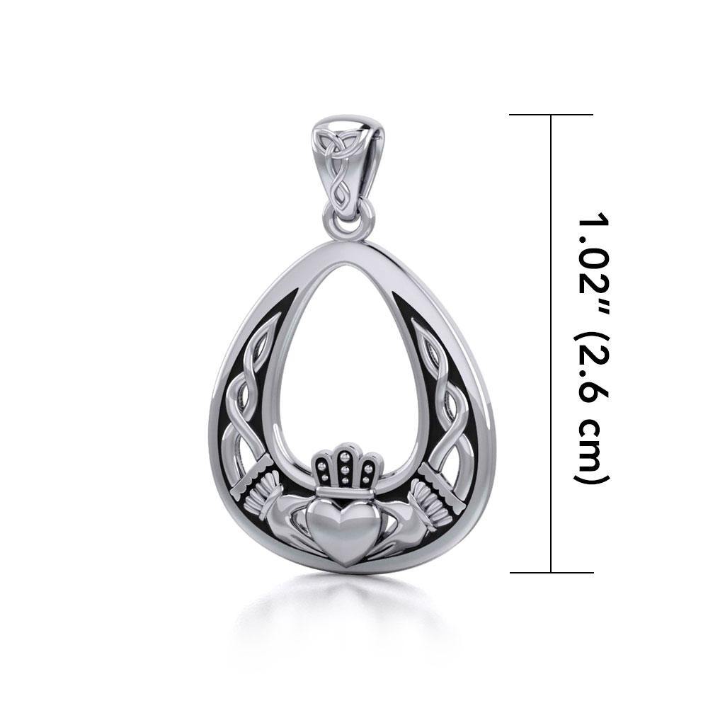 Celtic Knotwork Claddagh Sterling Silver Pendant TPD3034