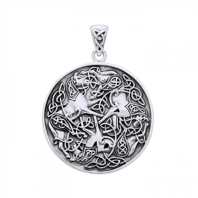 Celtic Knotwork Horse Sterling Silver Pendant TPD3046