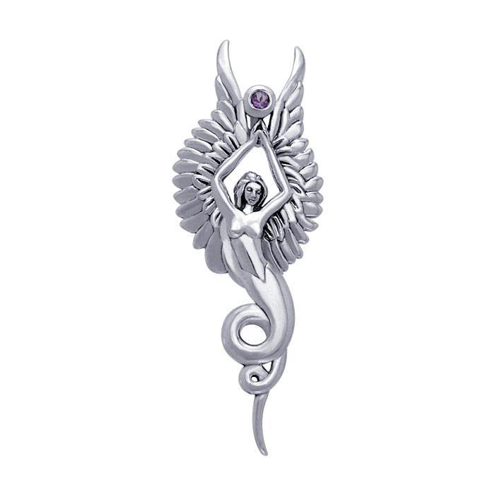 Captured by the Grace of the Angel Phoenix Sterling Silver Pendant TPD3266