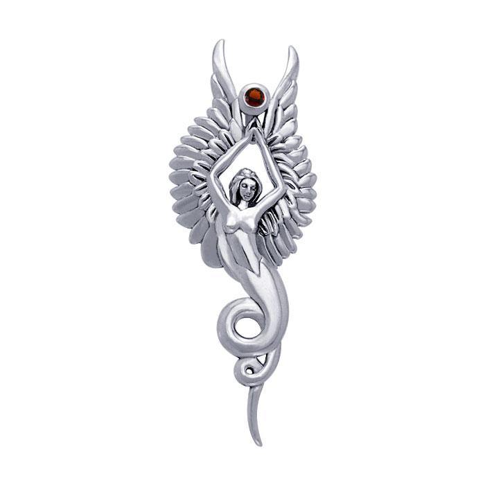 Captured by the Grace of the Angel Phoenix Sterling Silver Pendant TPD3266