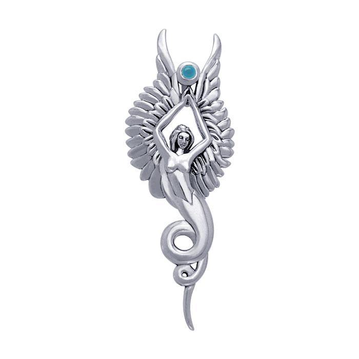 Captured by the Grace of the Angel Phoenix Sterling Silver Pendant TPD3266