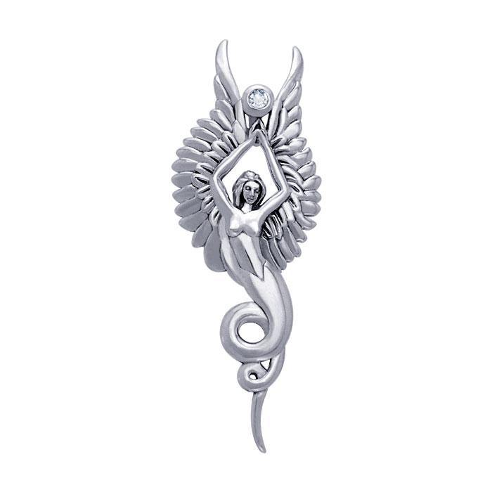 Captured by the Grace of the Angel Phoenix Sterling Silver Pendant TPD3266
