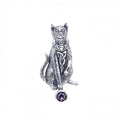 Celtic Knotwork Cat Sterling Silver Pendant with Gemstone TPD330