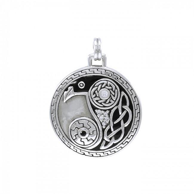 Celtic Yin Yang Raven Sterling Silver Pendant TPD3383