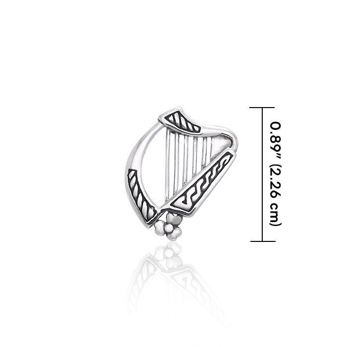 Celtic Knotwork Harp Sterling Silver Pendant TPD3539