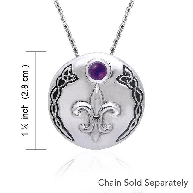 Fleur De Lis with Celtic Knotwork Silver Pendant TPD354