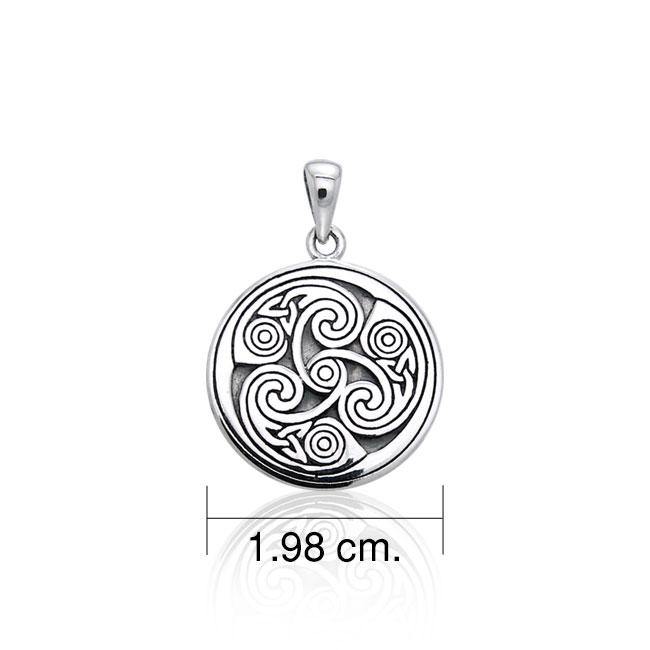 Celtic Triskele Round Sterling Silver Pendant TPD3542