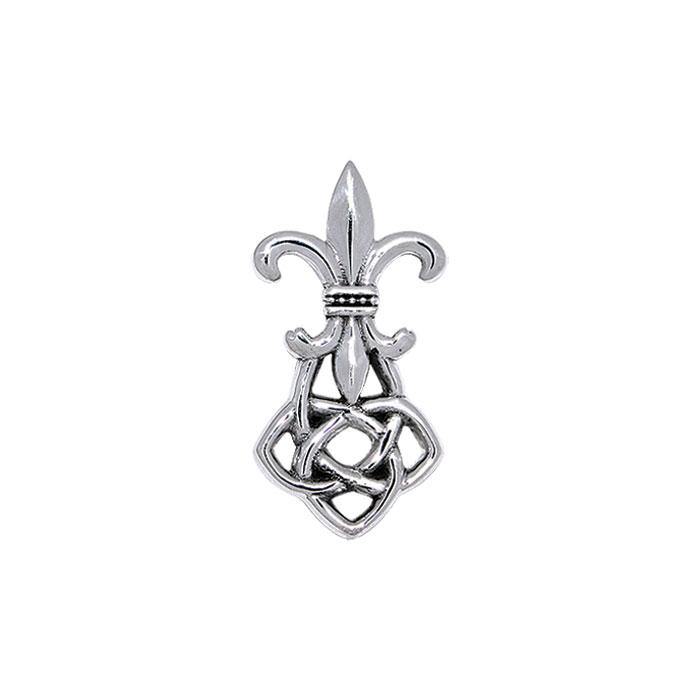 Celtic Knotwork Fleur-de-Lis Sterling Silver Pendant TPD359