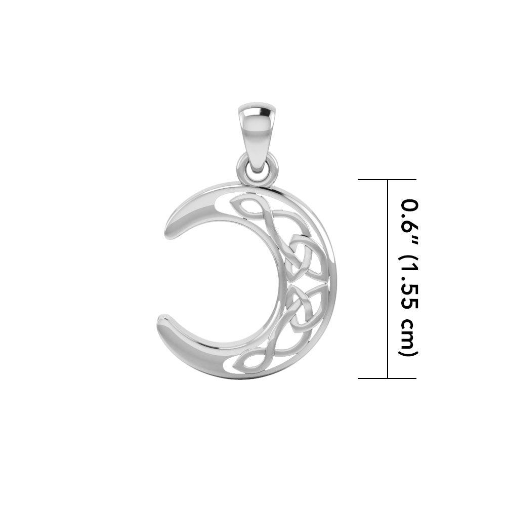 Celtic Crescent Moon Sterling Silver Pendant TPD3711