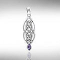 Celtic Knotwork Sterling Silver Pendant with Gemstone TPD3716