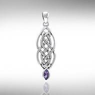 Celtic Knotwork Sterling Silver Pendant with Gemstone TPD3716