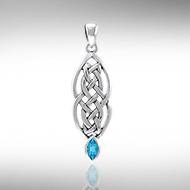 Celtic Knotwork Sterling Silver Pendant with Gemstone TPD3716 | Pendant | Wiccan Center