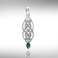 Celtic Knotwork Sterling Silver Pendant with Gemstone TPD3716 | Pendant | Wiccan Center