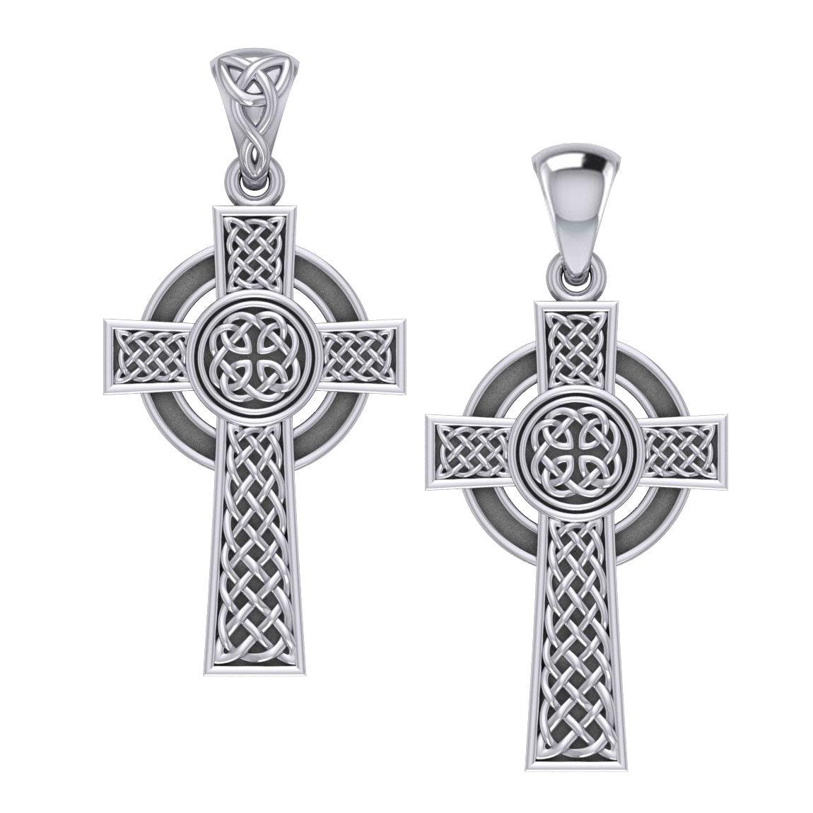 Large Reversible Celtic Cross Sterling Silver Pendant TPD3726