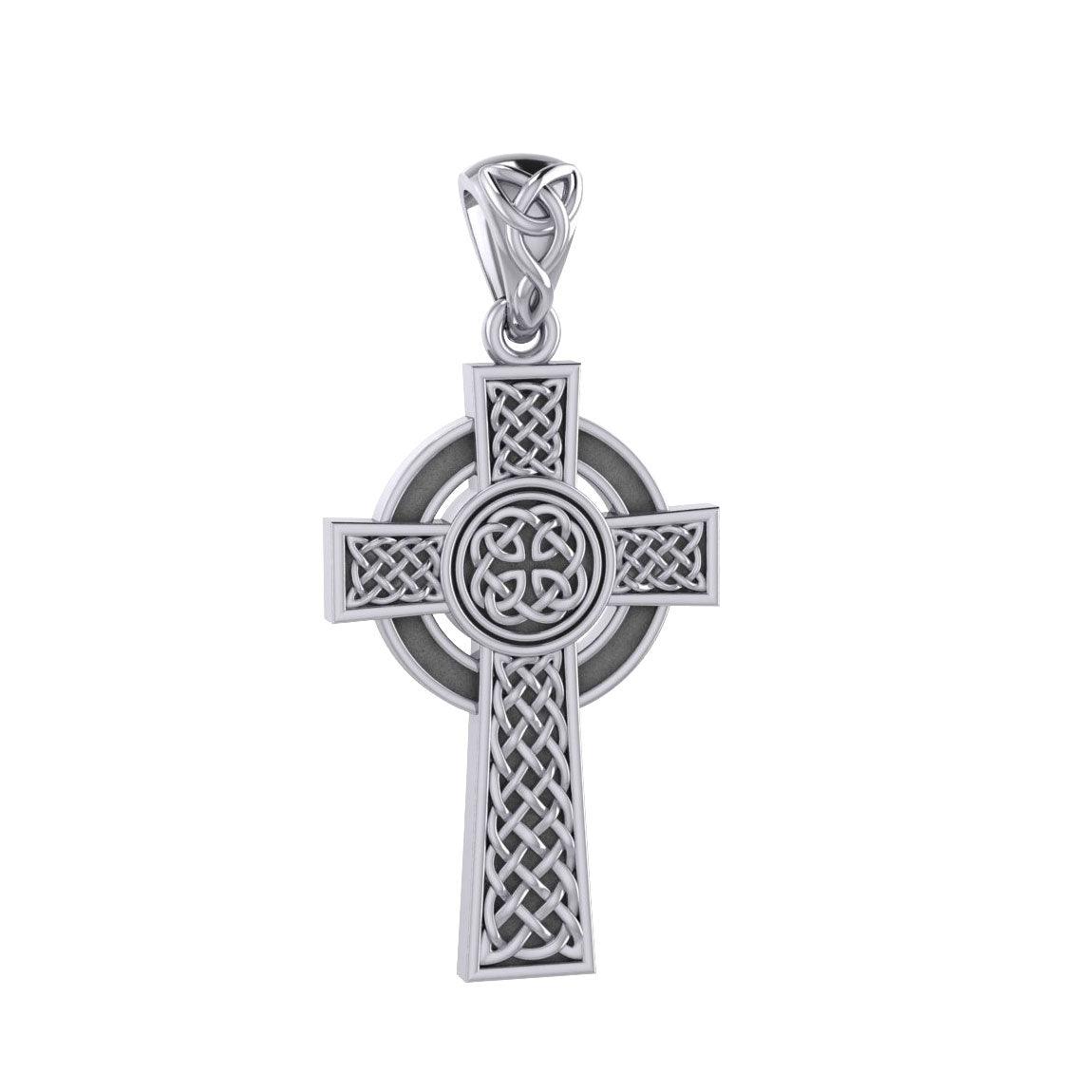 Large Reversible Celtic Cross Sterling Silver Pendant TPD3726