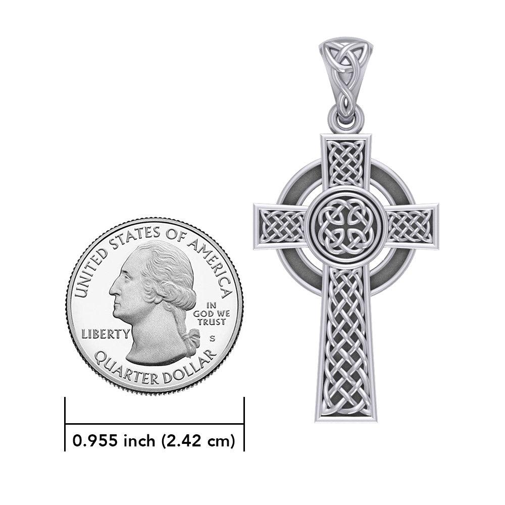Large Reversible Celtic Cross Sterling Silver Pendant TPD3726