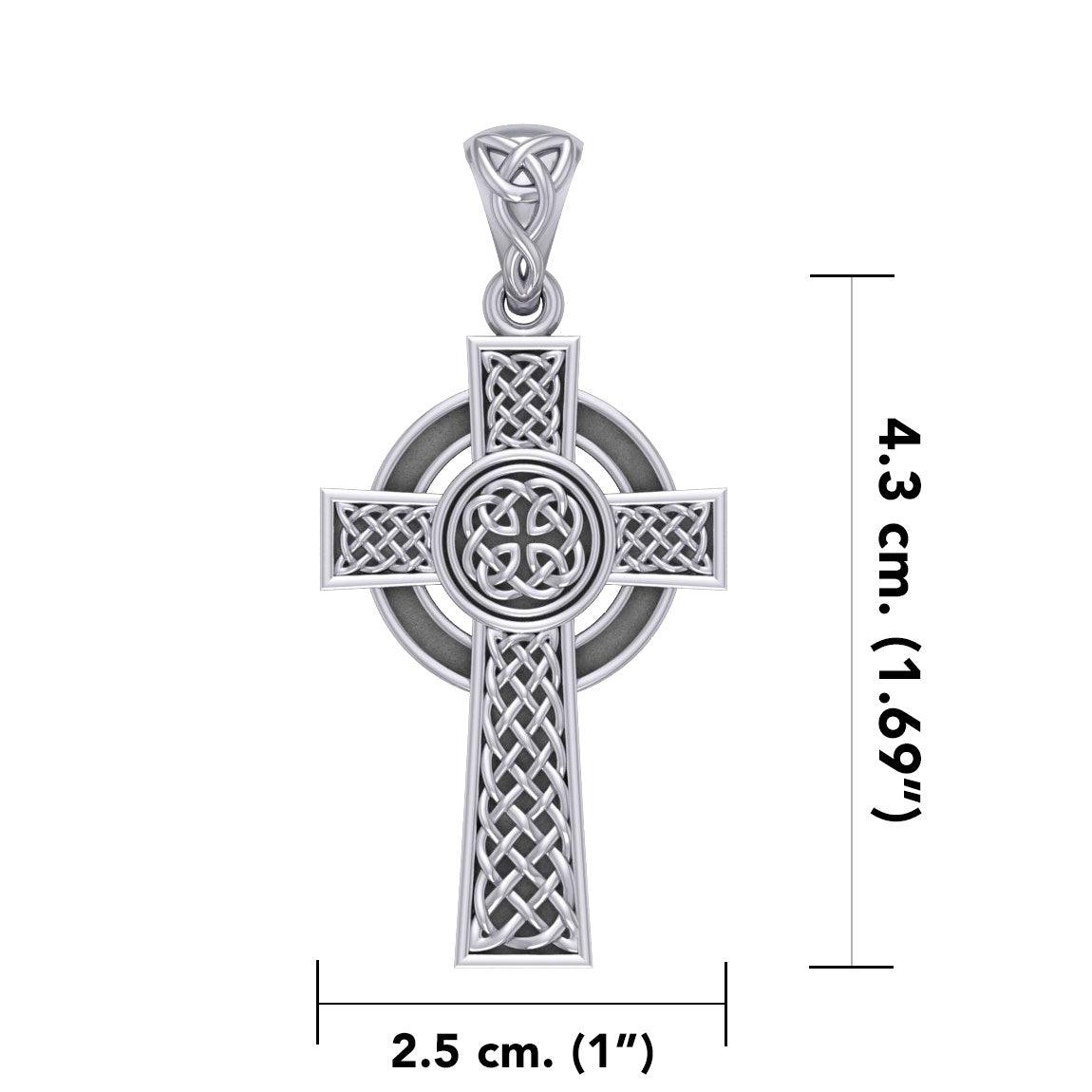 Large Reversible Celtic Cross Sterling Silver Pendant TPD3726