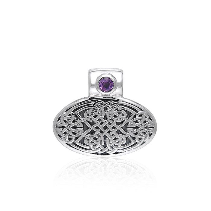 Celtic Knotwork Silver Pendant with Gem TPD377
