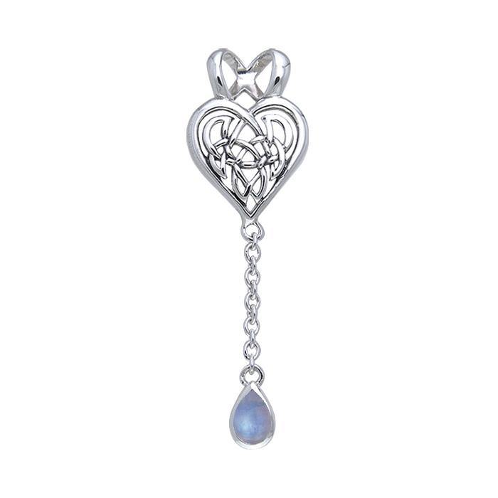 Celtic Knotwork Heart Sterling Silver Pendant With Gem TPD378
