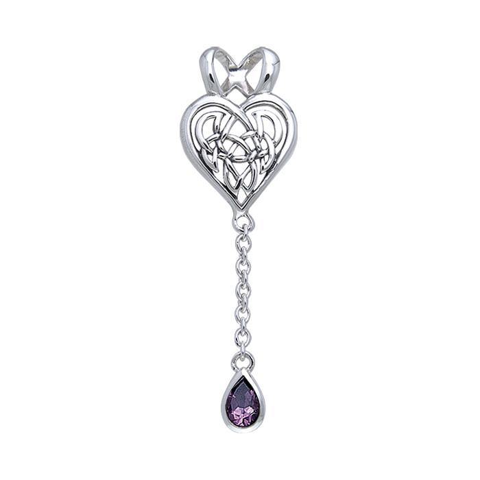 Celtic Knotwork Heart Sterling Silver Pendant With Gem TPD378